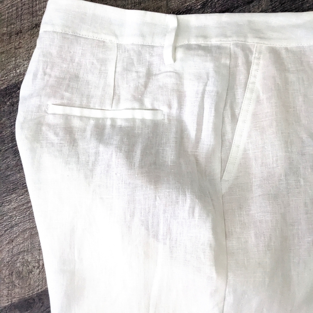 NWT Mango White Linen Straight Leg High Waist Cargo Pants Size 14 - Picture 7 of 14